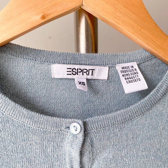 ❄️ Y2K Vintage Sky Blue Cropped Knit Preppy Minimalist Cardigan - Picture 7 of 7